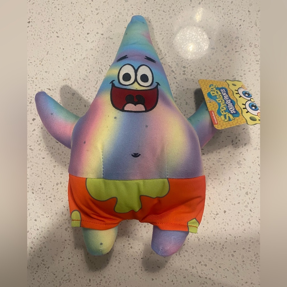 Nickelodeon SpongeBob SquarePants “ Patrick “ Plush with Rainbow Colors New